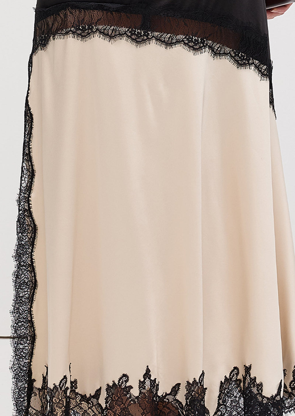Diagonal Lace Slit Maxi Dress