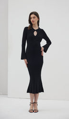 Solid Knitted Hollow Maxi Dress