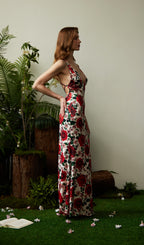 Floral Backless Bodycon Maxi Dress