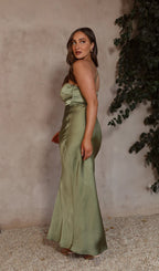 Satin Single Shoulder Strap Maxi Dress