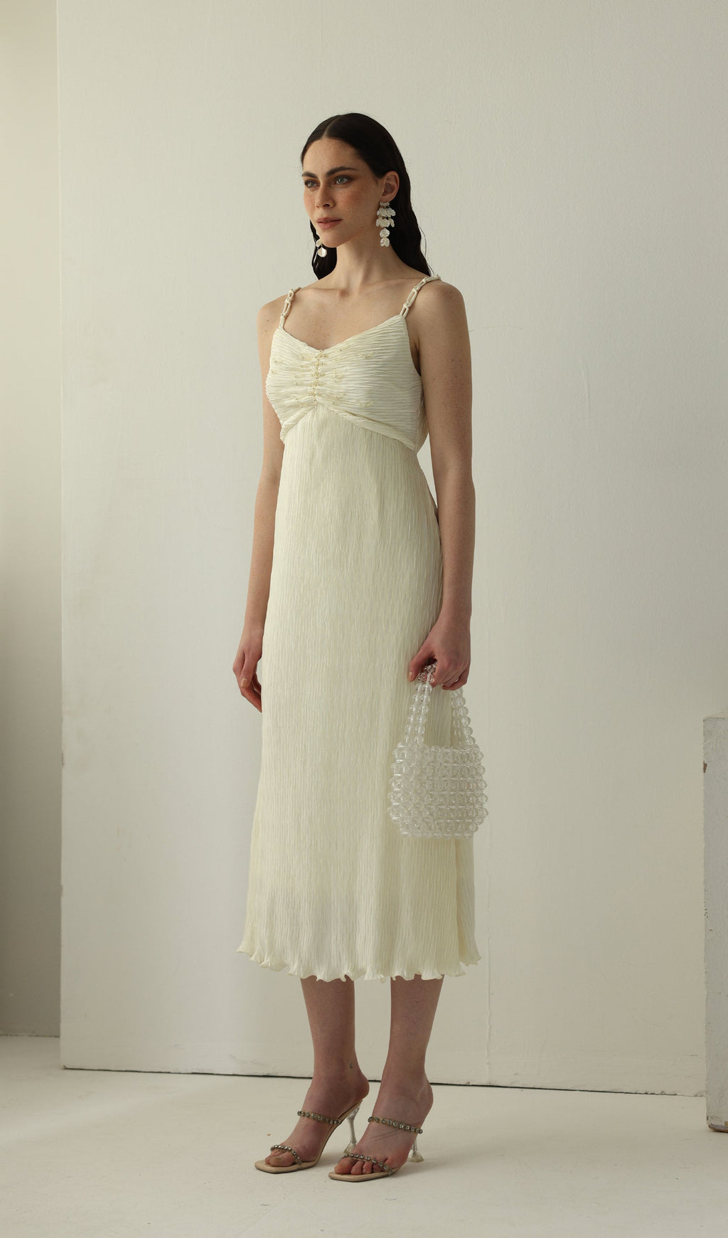 Solid Texture Slip Midi Dress