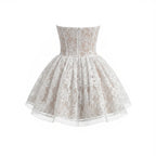 Vahn Strapless Lace Mini Dress In White