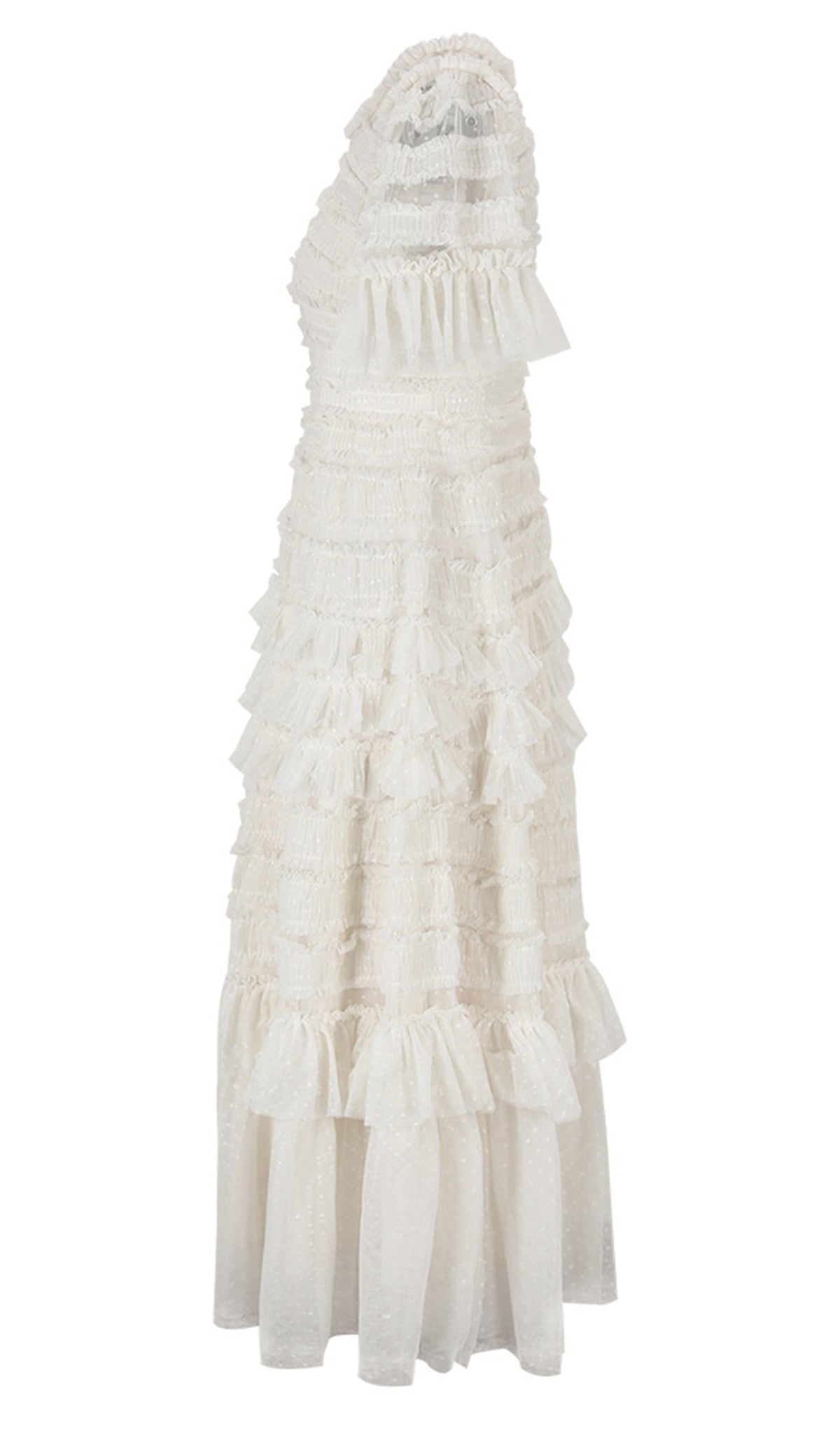 Valentine Ruffle Gown In Tulle Mesh