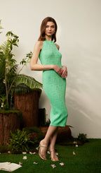 Monogram Pattern Knitted Midi Dress