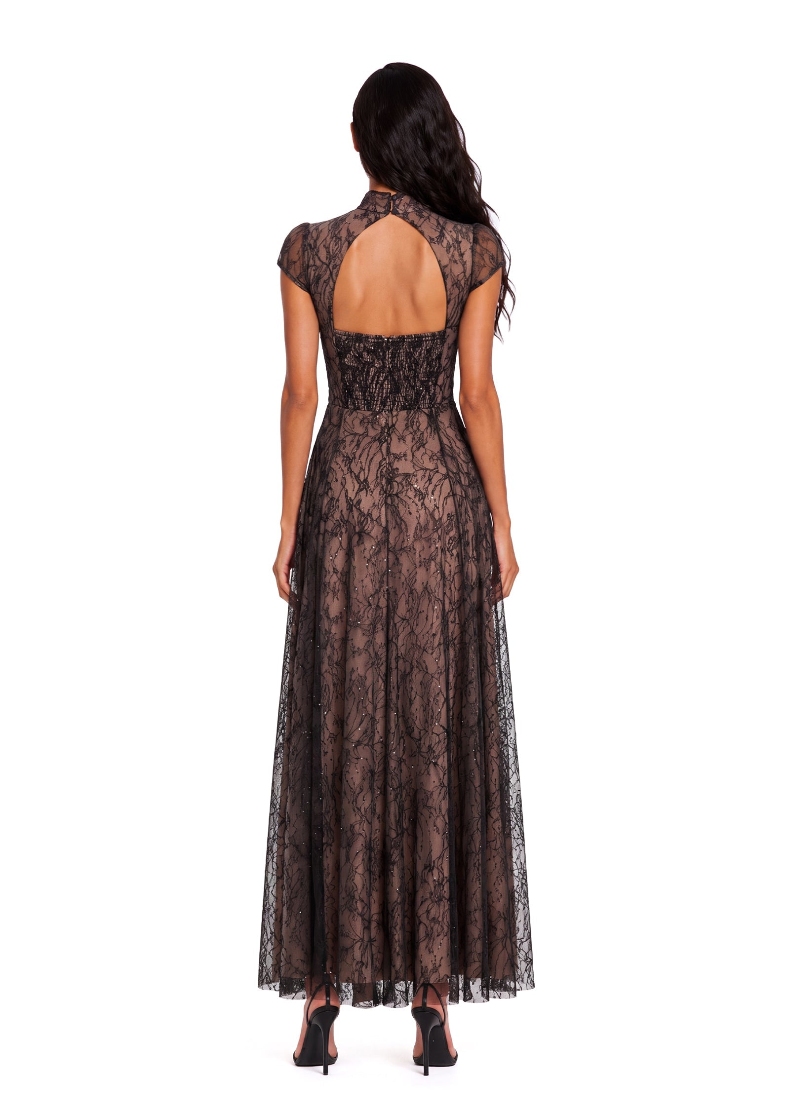 Ulyana Lace Sequined Maxi Dress In Black
