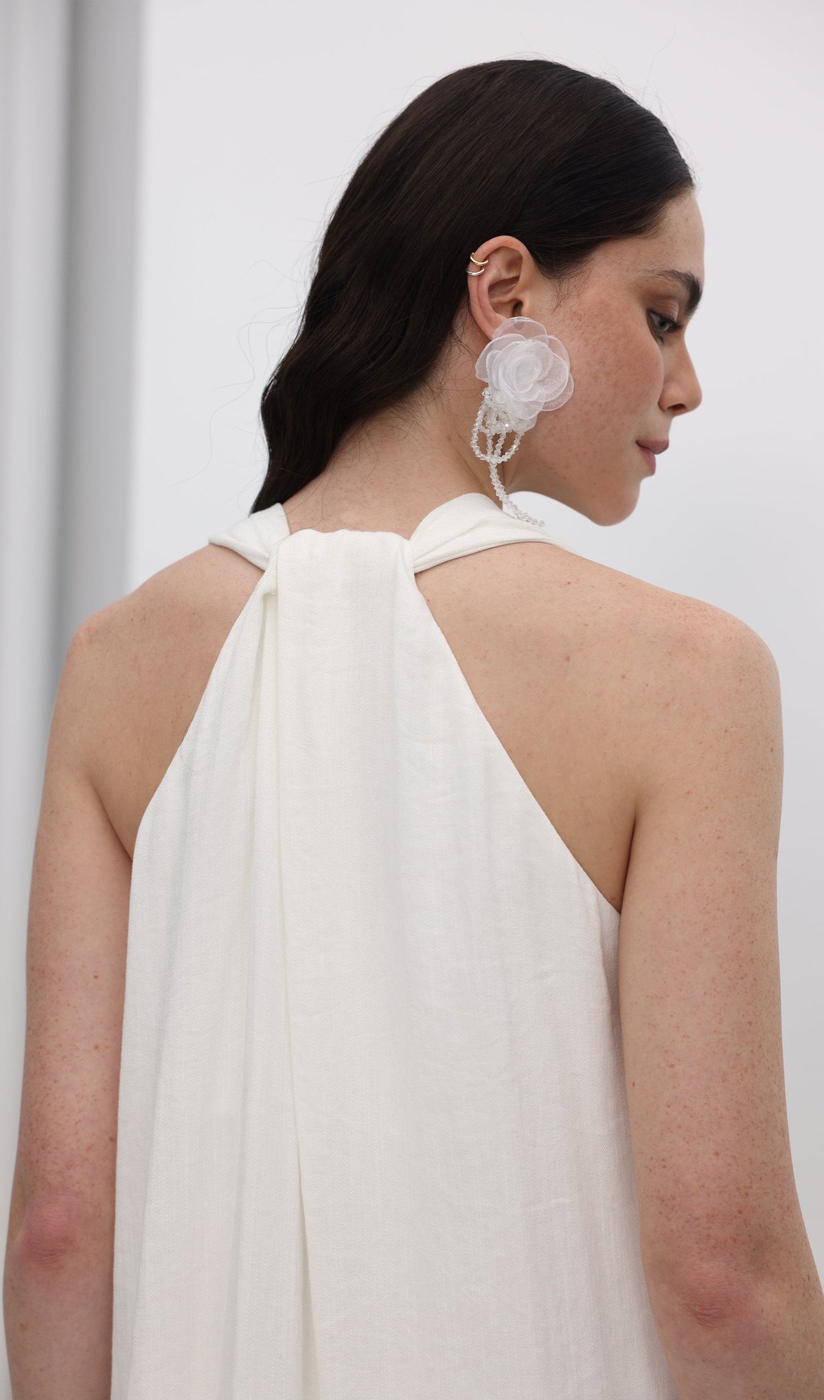 Embroidered Ramie Midi Dress