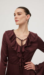 Ruffled Satin Mini Dress