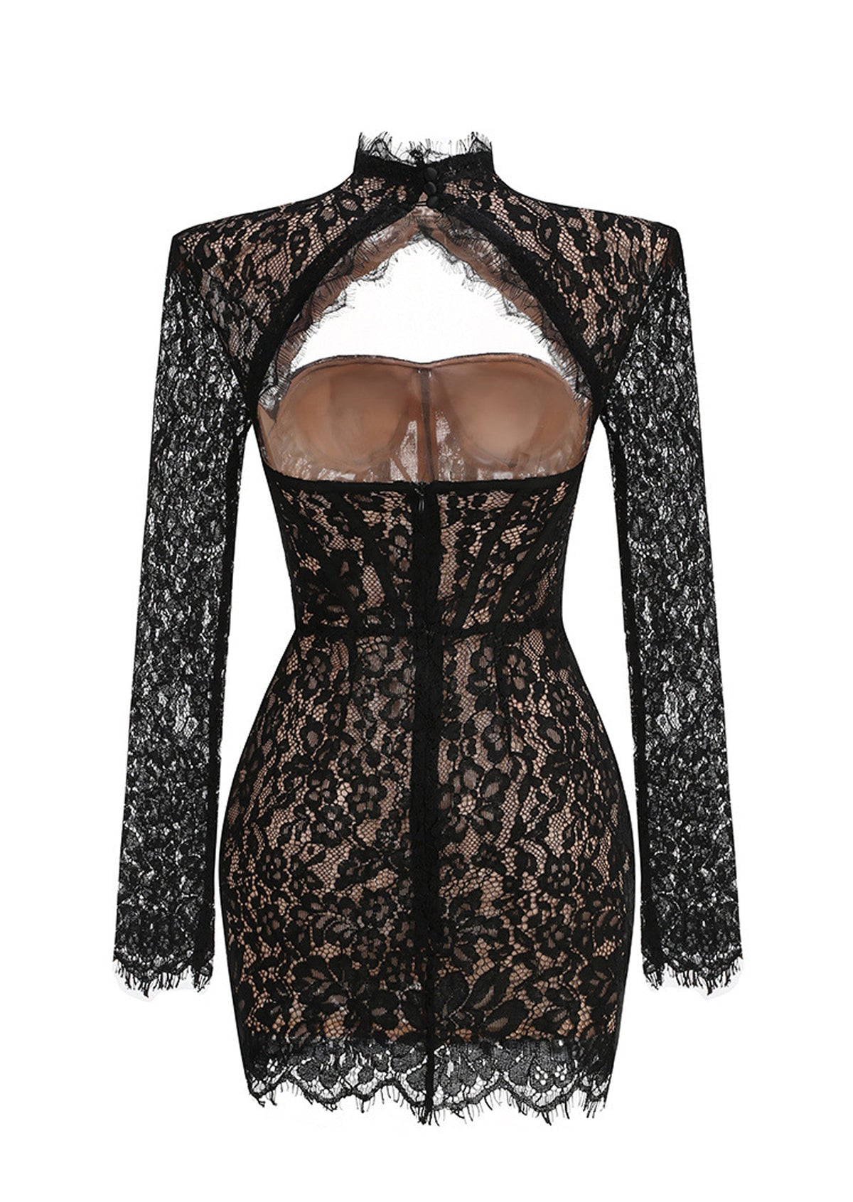 Jacory Long Sleeve Lace Mini Dress