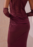 Lace Bodice Ruched Maxi Dress