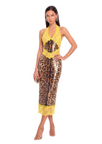 Sachin Halter Neck Midi Dress IN Yellow