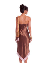Deodat Lace Satin Strapless Midi Dress