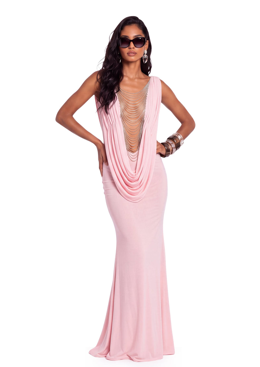 Paladia Slit Maxi Dress In Pink