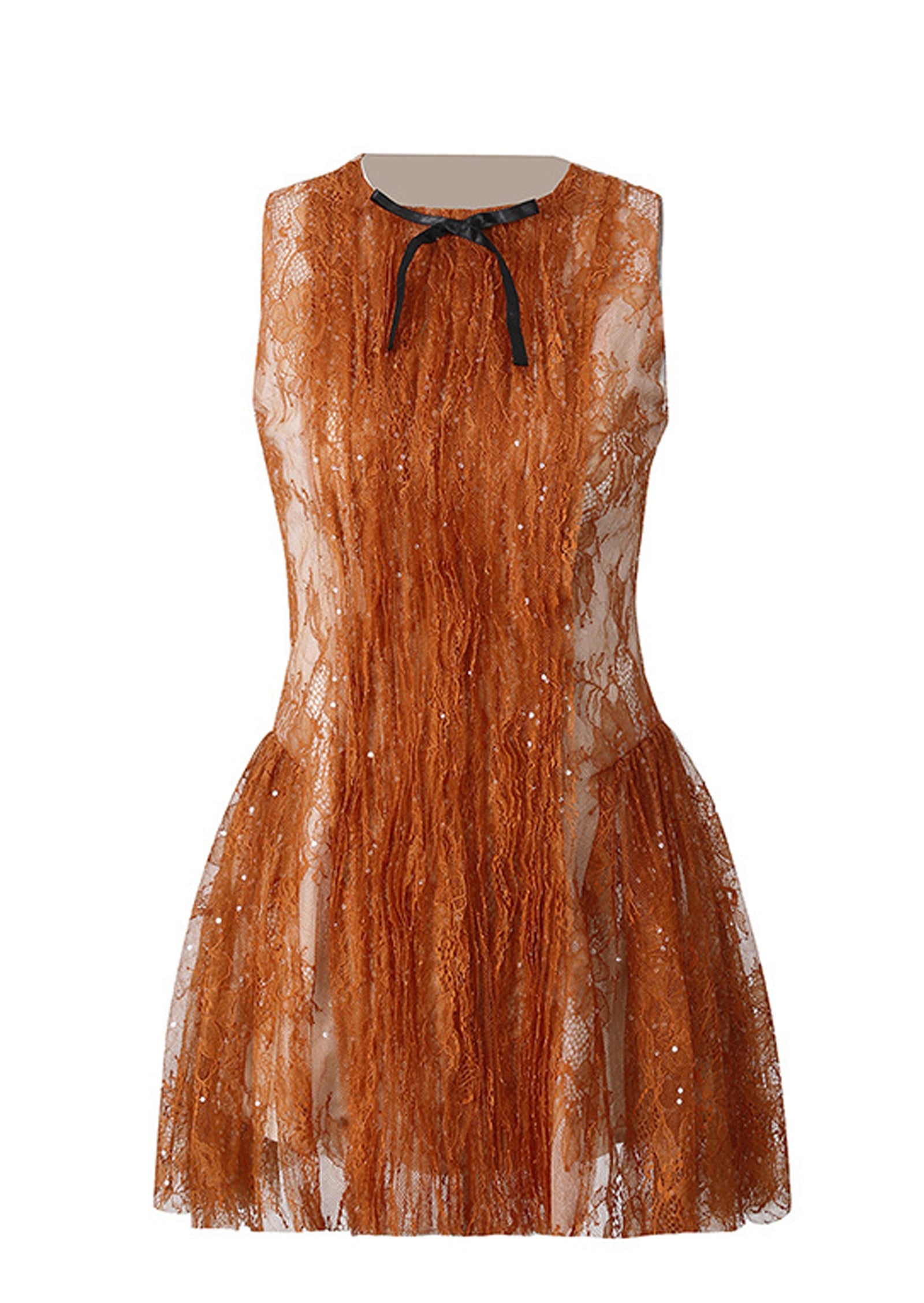 Jesiah Sleeveless Round Neck Lace Mini Dress