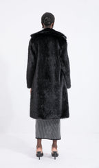 Trendy Black Maxi Length Eco-Coat