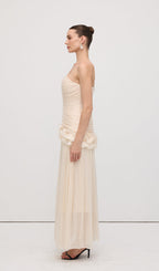 Slim Strapless Ruffle Maxi Dress