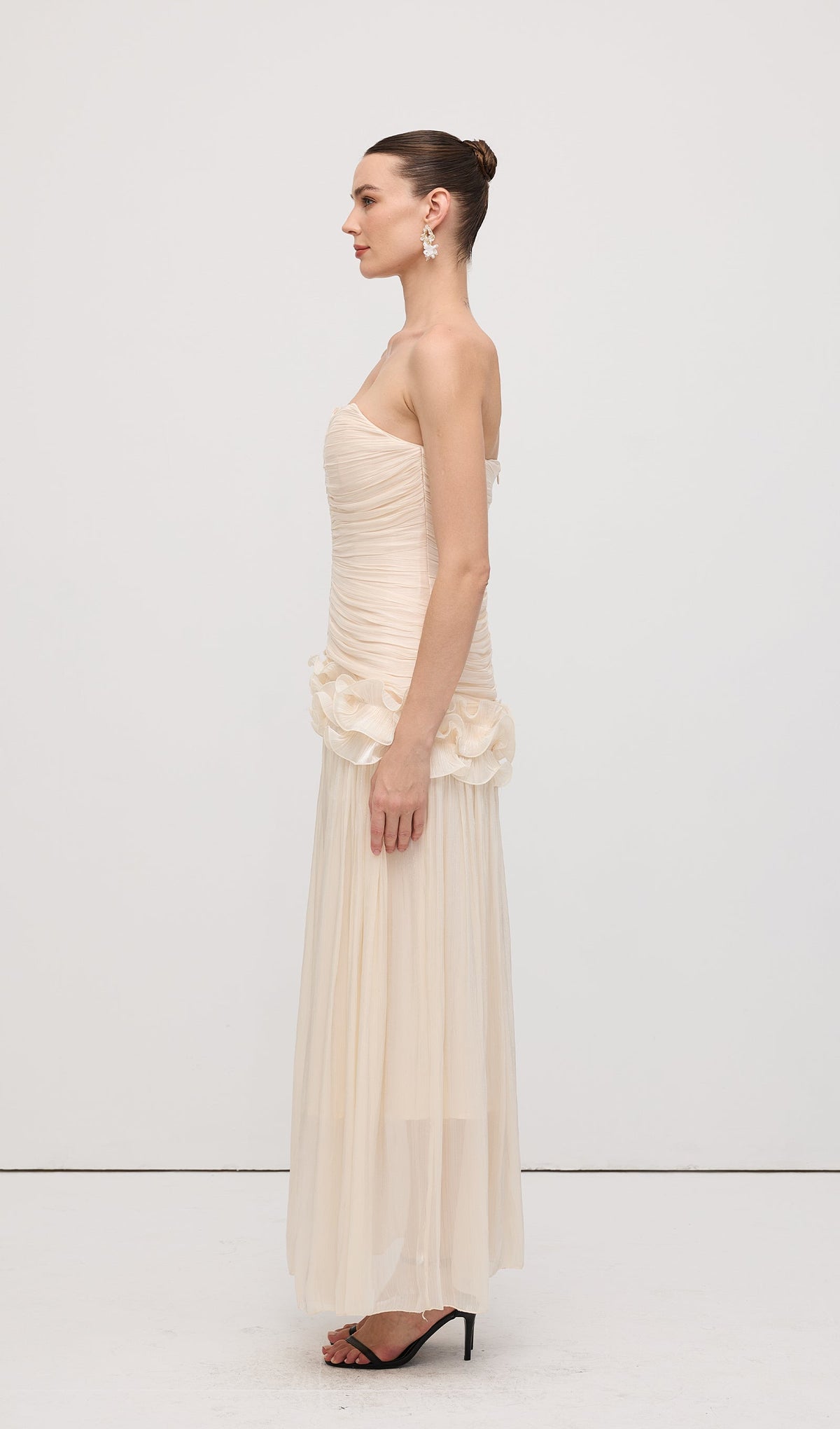 Slim Strapless Ruffle Maxi Dress