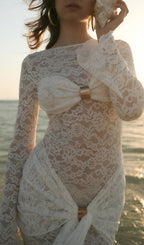 Lace Draped Neckline Mini Dress
