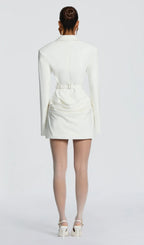 Suiting Pleated Mini Dress In White