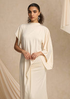 Hiba Asymmetrical Blouse & Maxi Skirt With Draped Set