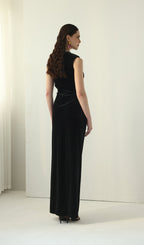 Embellished Velvet Split Maxi Dress