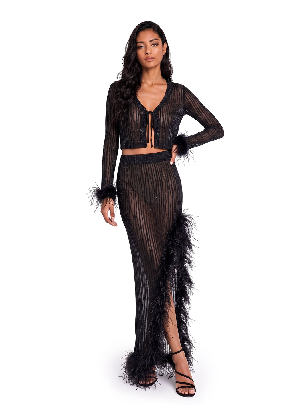Nadim Long Sleeved Top & Skirt Fuzzy Matching Set
