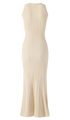 Metallic Button Knit Midi Dress
