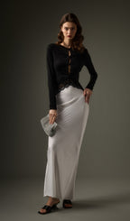 Open Twist Lace Maxi Dress In Black White