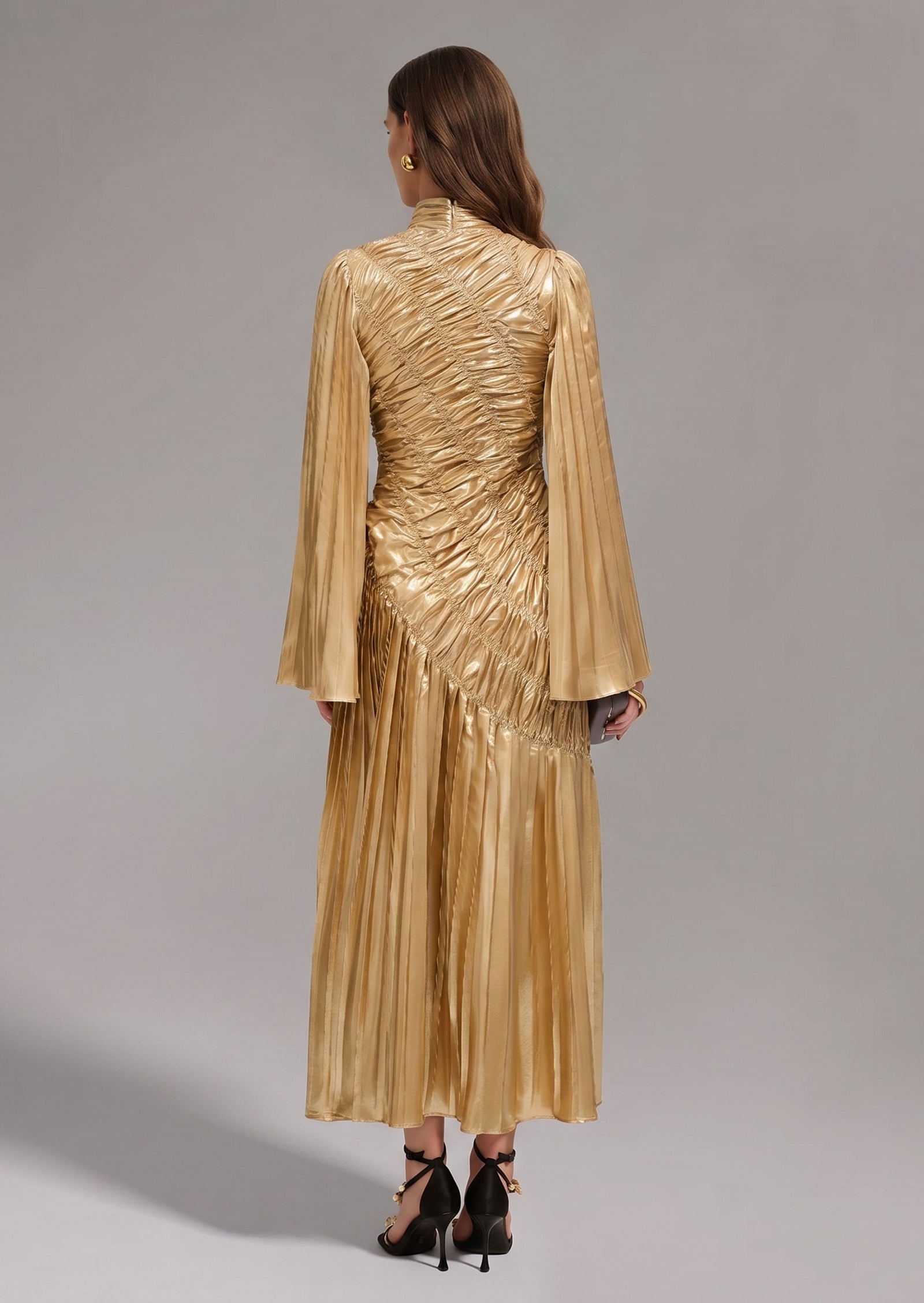 Metallic Ruffled Maxi Dress