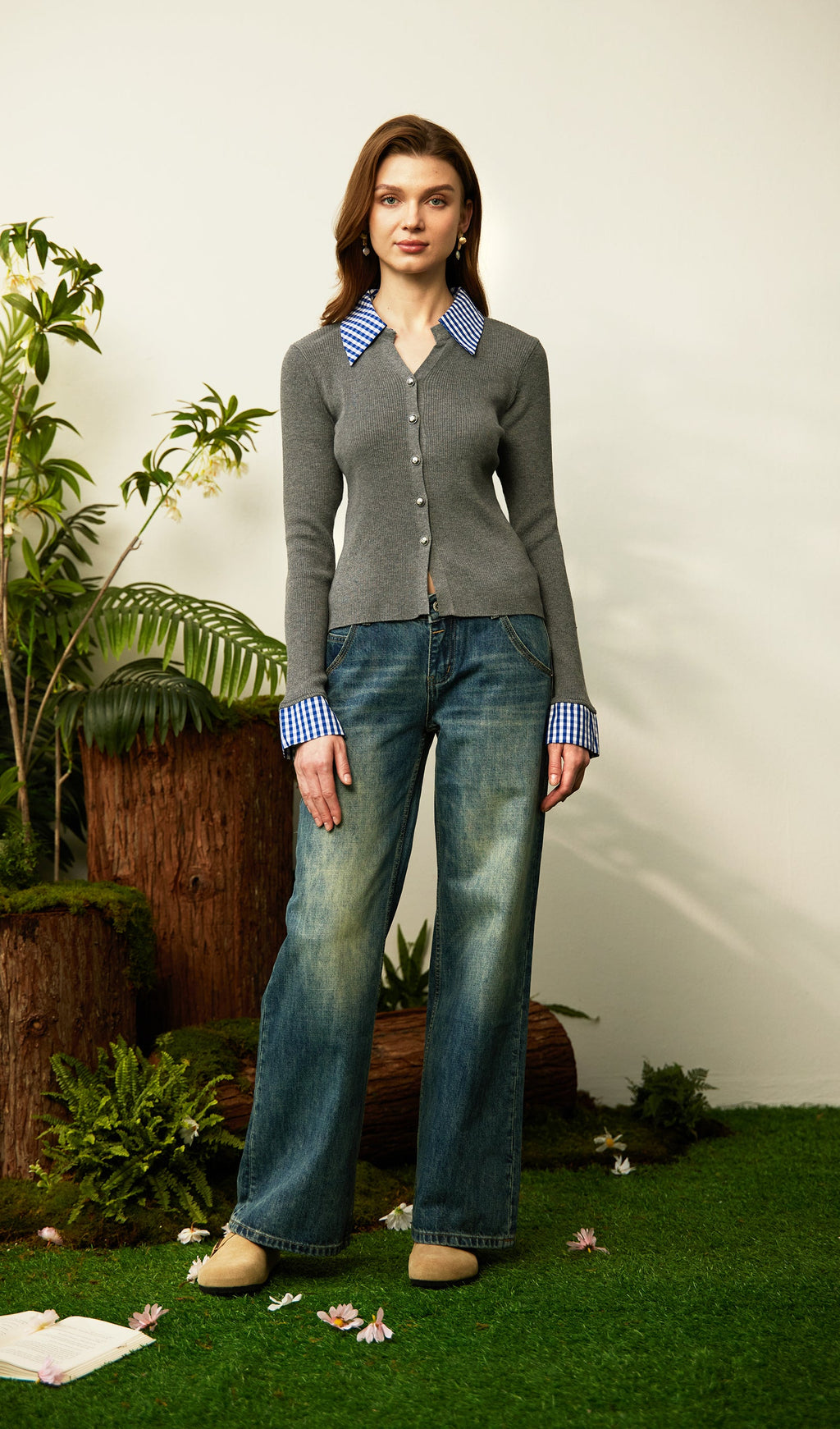Lapel Button Knit Top
