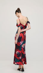 Abstract Floral Print Slip Maxi Dress