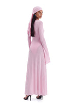 Kazi Long Sleeved Sheer Midi Dress In Pink