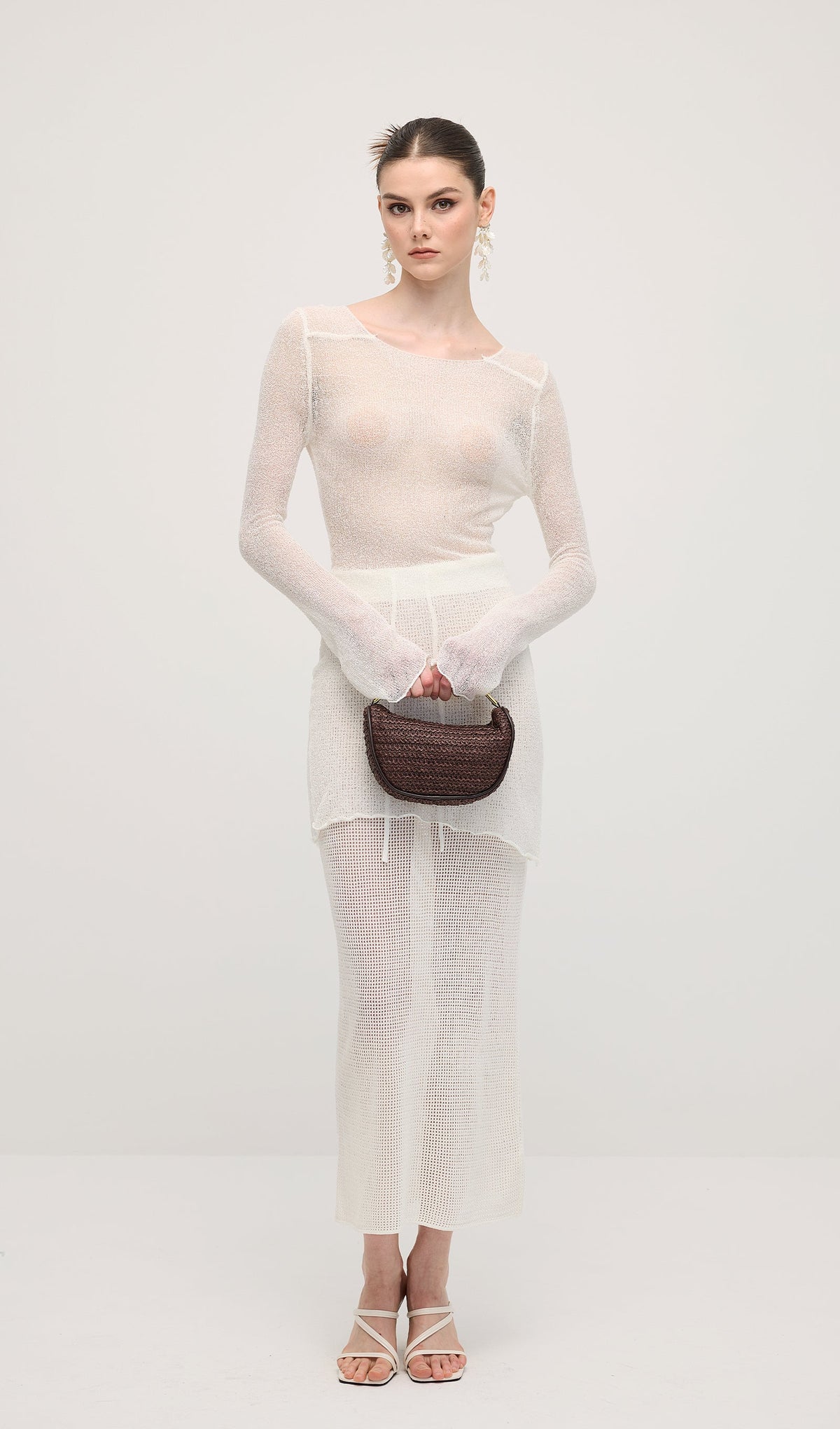 Hollow Out Drawstring Maxi Skirt