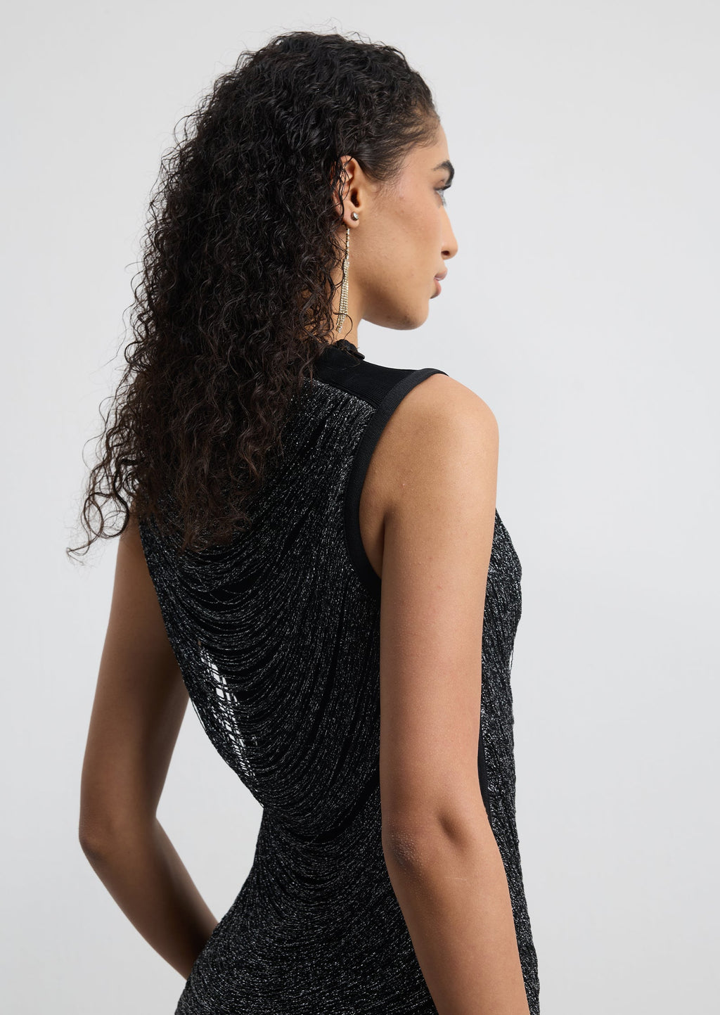 Sleeveless Fringed Bandage Mini Dress