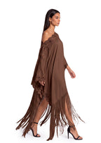 Minh Satin Lace Tassel Maxi Dress In Brown