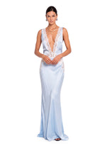 Sade Lace Satin Backless Maxi Dress