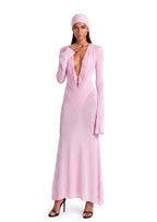 Kazi Long Sleeved Sheer Midi Dress In Pink