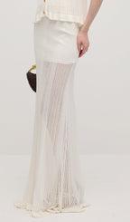 Openwork Jersey Maxi Skirt Sets In White