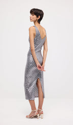 Sleeveless Embellished V Neck Midi Dress