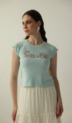 Lettering Knitted Top
