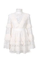 Acorn Long Sleeve Ruffled Mini Dress In White