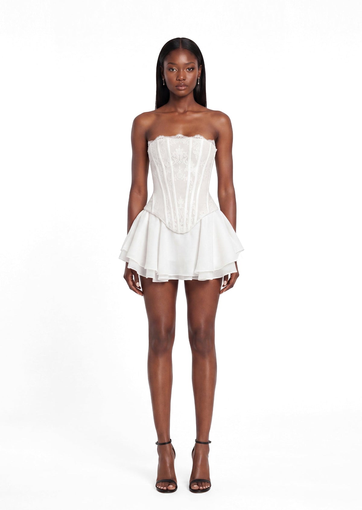 Bachué Corset Lace Mini Dress In White