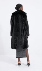 Trendy Black Maxi Length Eco-Coat