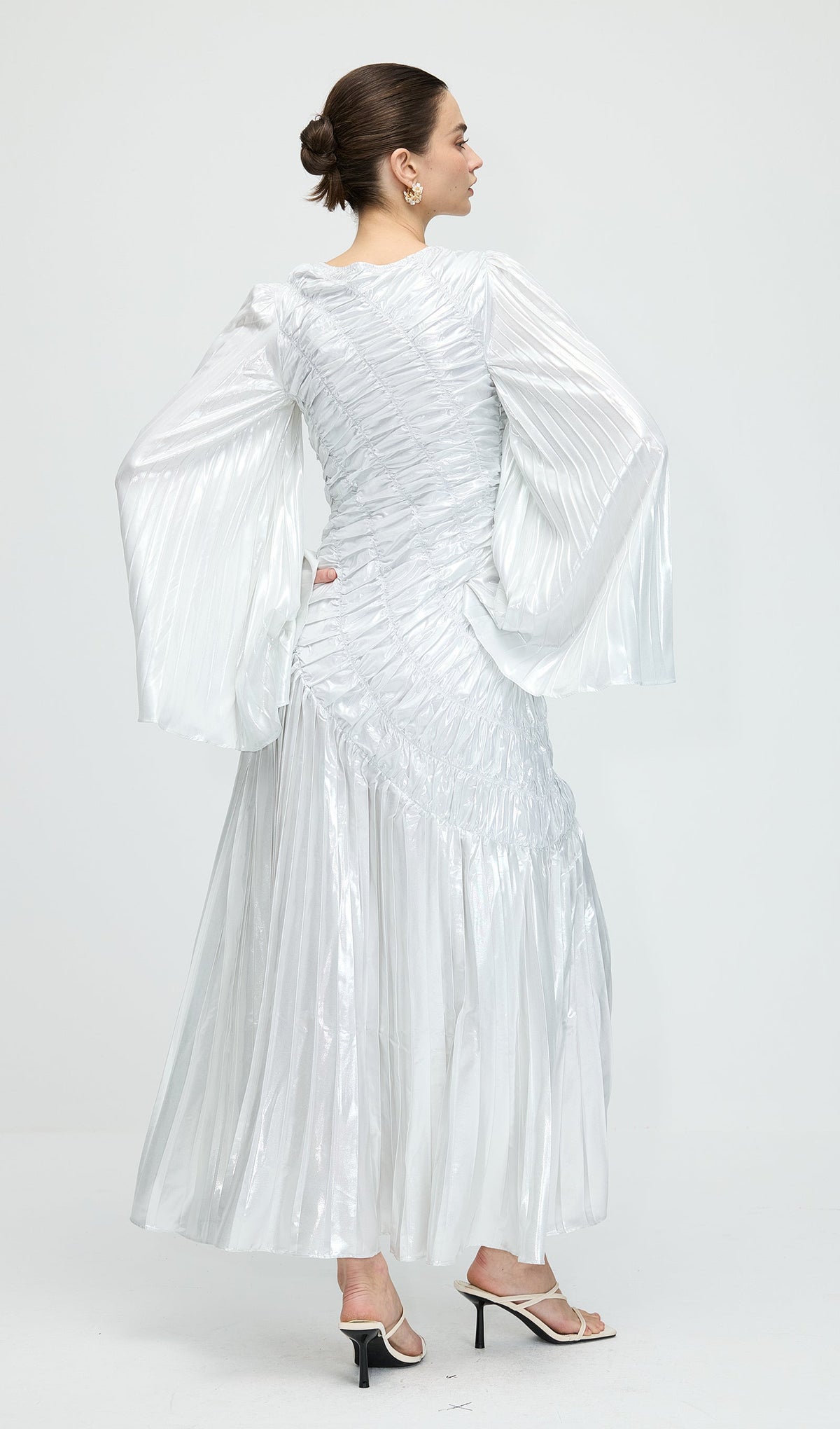 Metallic Long Sleeve Maxi Dress