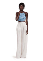 Kahale Open Back Sequined Halter Top In Blue