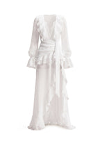 Acantha Plunging Neckline Chiffon Dress In White