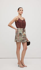 Cotton And Linen Lace Up Midi Skirt Sets