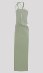 Knotted Mesh Maxi Dress In Sage