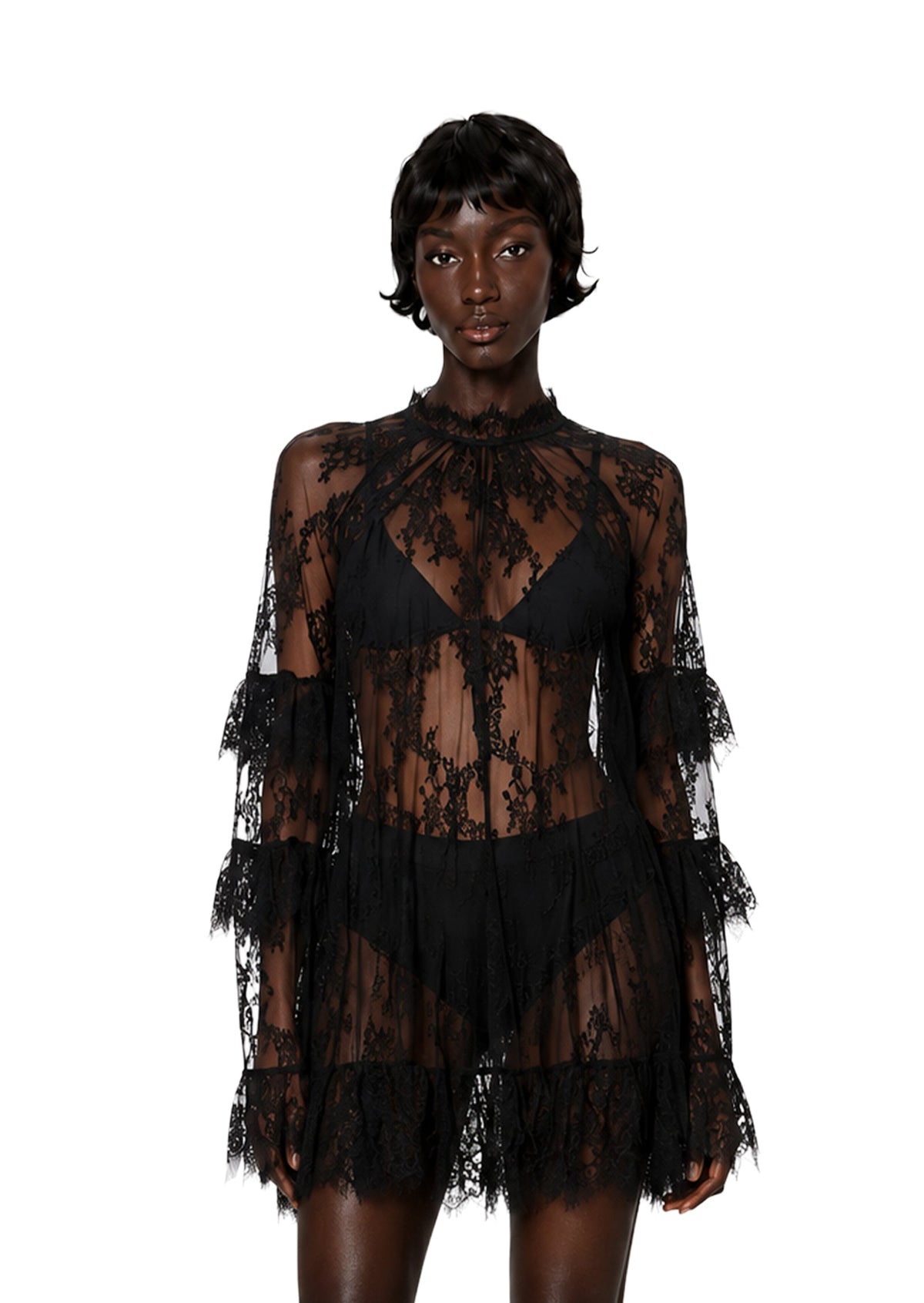 Iceland Long Sleeved Lace Mini Dress
