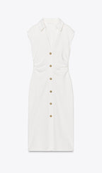 Solid Pique Shirt Midi Dress