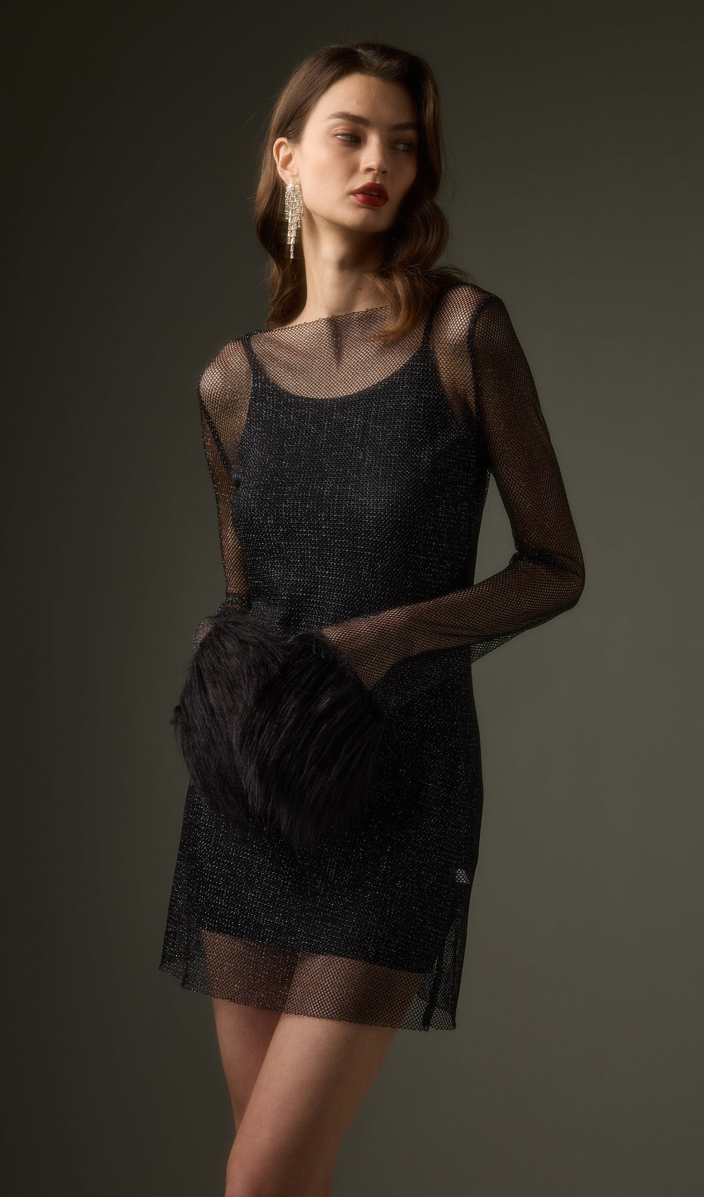 Sheer  Mini Dress in Black